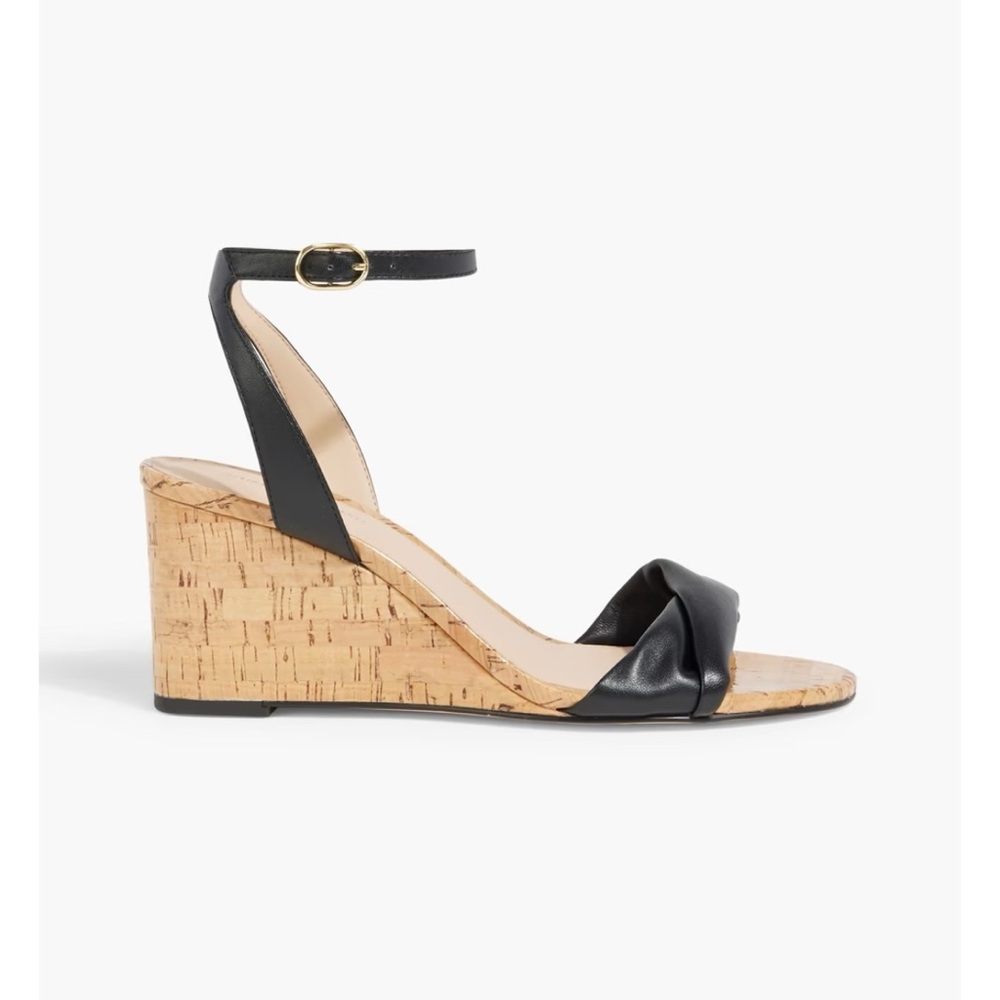 New Stuart Weitzman Everly 75 Leather Wedge Sandal Sz 10